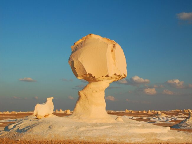 white mushroom-shaped rock formation